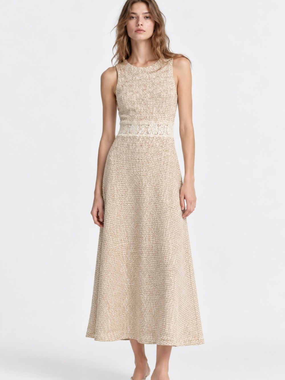 Zara Tweed Mixed Maxi Dress